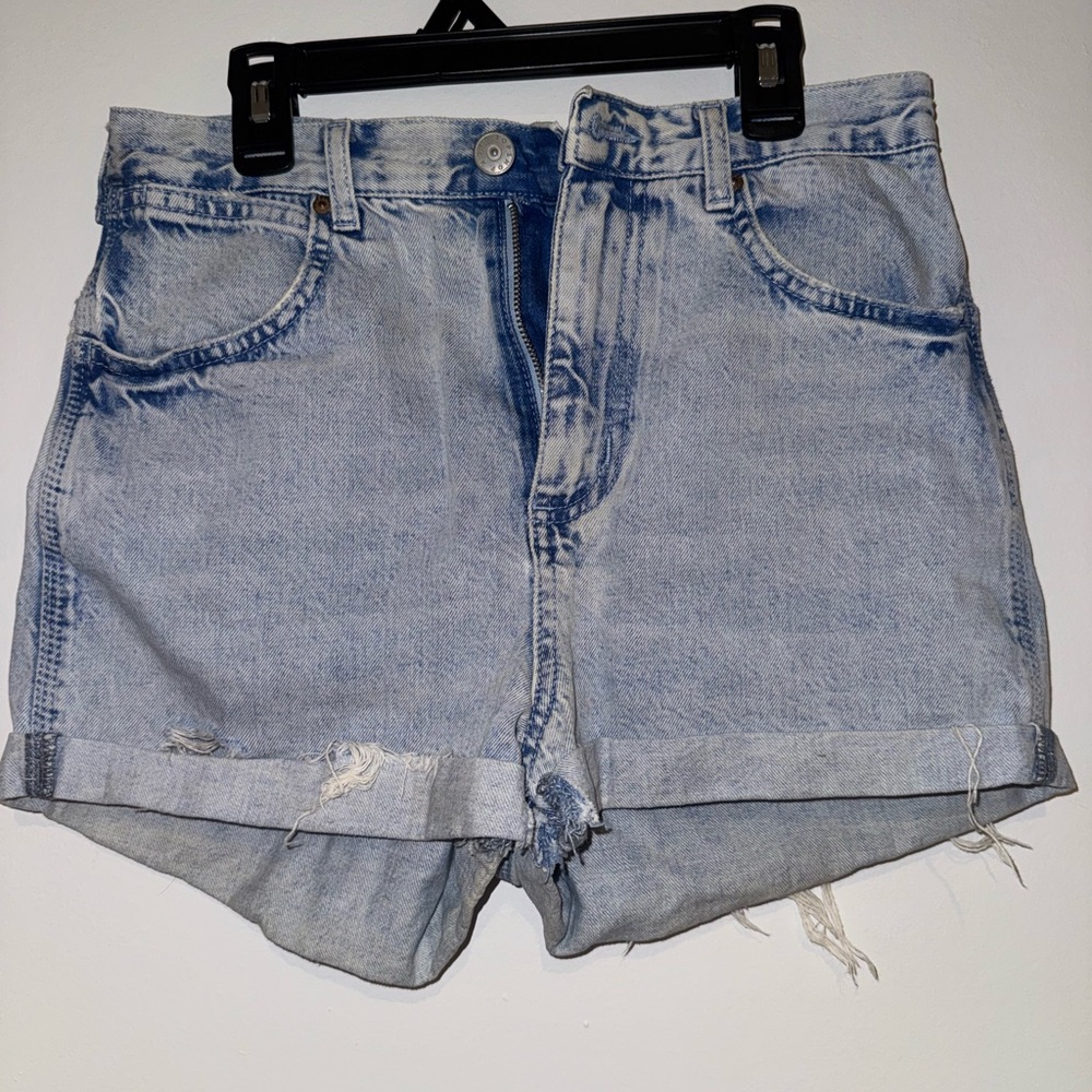 Denim Distressed High Waisted Shorts